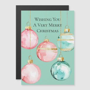 Chic Mint Pink Gold Weihnachtsschmuck Magnetkarte
