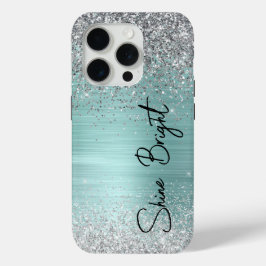 Chic Mint Silver Glitzer Sparkle Case-Mate iPhone Hülle