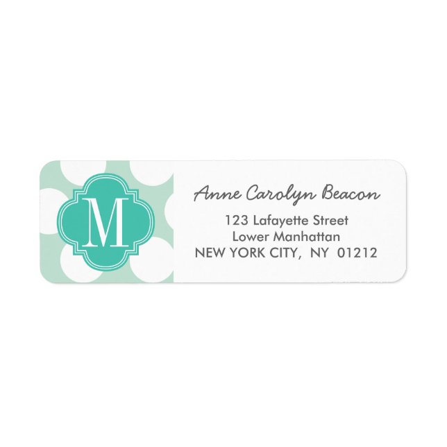 Chic Mint & Turquoise Big Dots Mit Monogramm (Vorne)