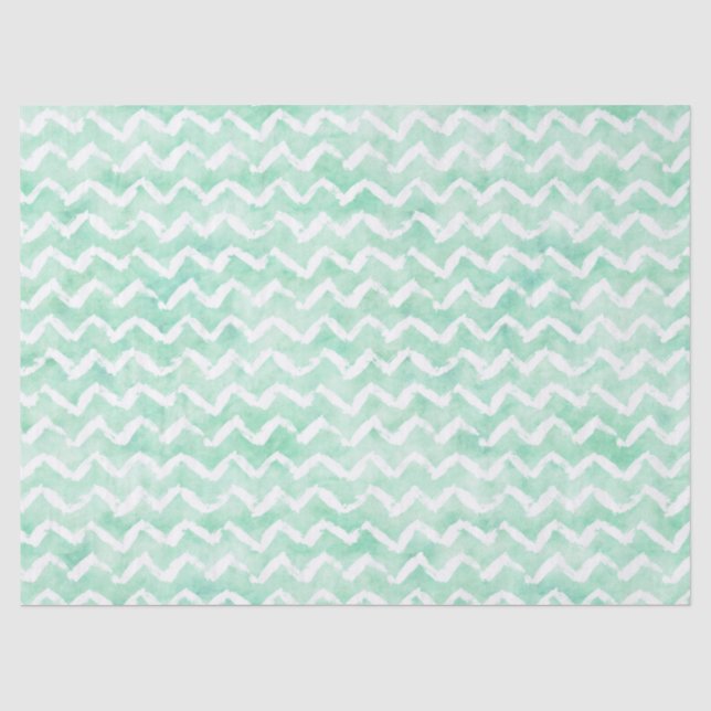 Chic Mint Wasserfarbe Zickzack Streifen Seidenpapier (Vorderseite)