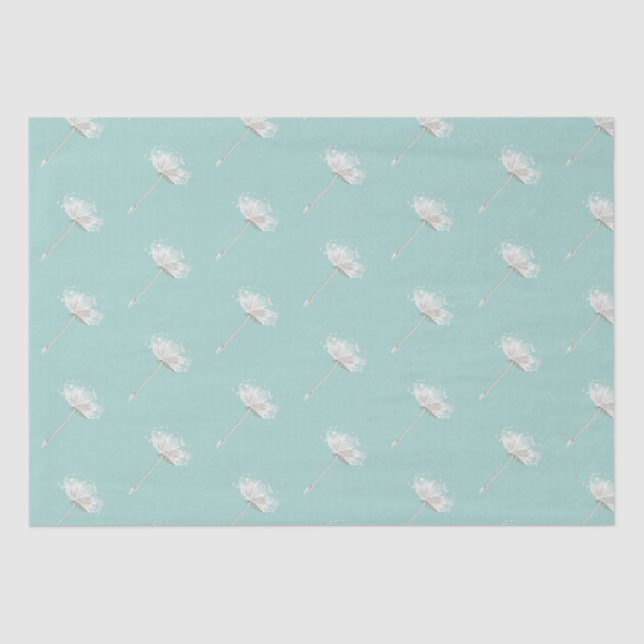 Chic Mint White Dandelion Blume Seidenpapier (Vorderseite)