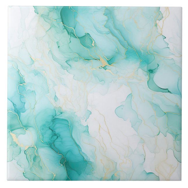 Chic Mint White Gold Brautparty Fliese (Vorderseite)