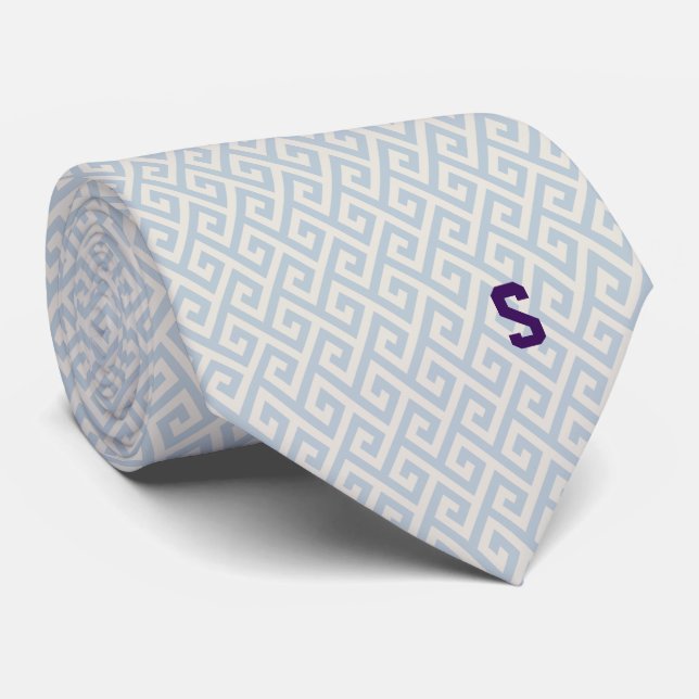 Chic Minze abstraktes geometrisches Monogramm Krawatte (Gerollt)