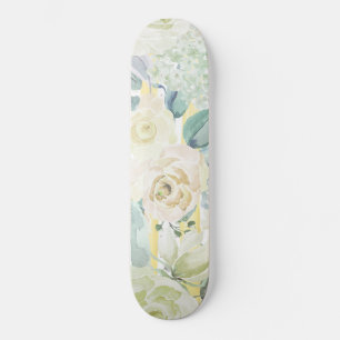 Chic Minze grün gelb blaue Wasserfarbe Blüte Skateboard