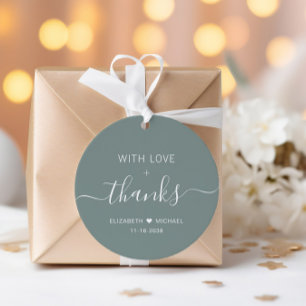 Chic mit Liebe Salbei Grün Hochzeit Danke Geschenkanhänger