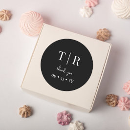 Chic Mit Monogramm Black and White Wedding Vielen  Runder Aufkleber