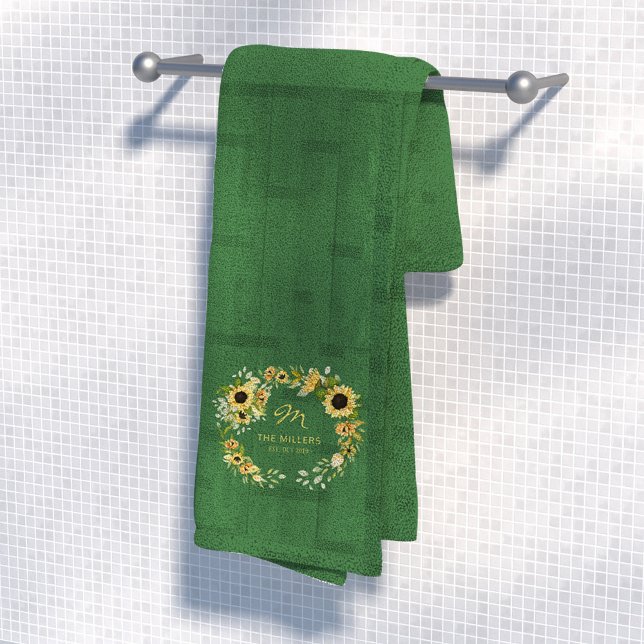 Chic mit Monogramm erste moderne Bauernhaus grün Badhandtuch Set (Von Creator hochgeladen)