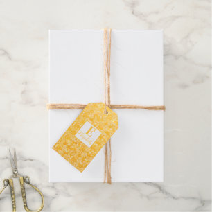Chic Mit Monogramm Golden Floral print auf schwarz Geschenkanhänger