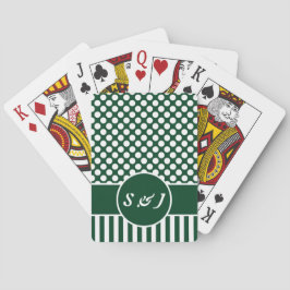 Chic Mit Monogramm Green Polka Dot Spielkarten