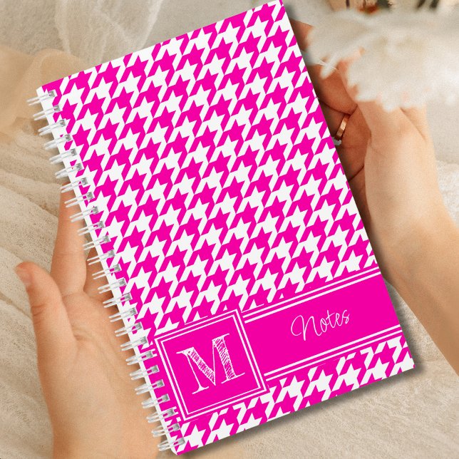 Chic Mit Monogramm Pink Hahnentrittmuster Bullet Notizbuch (Von Creator hochgeladen)