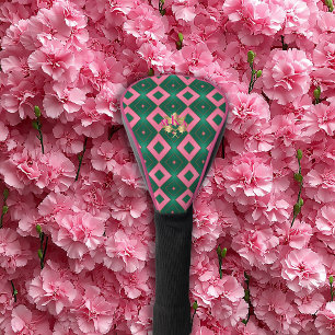 Chic Mit Monogramm Pink und Green Diamond Motif Golf Headcover