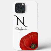 Chic Mit Monogramm Red Poppy auf White Case Mate