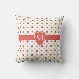 Chic Mit Monogramm Red White Polkas Throw Kissen