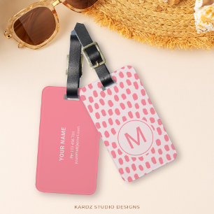 Chic Mit Monogramm rosa Gepäckmarke Gepäckanhänger