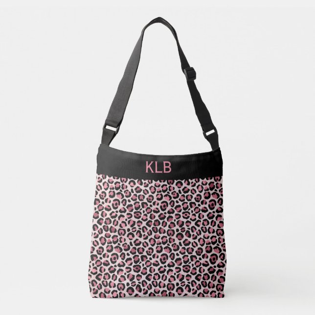 Chic Mit Monogramm rosa und schwarz-leopard drucke Tragetaschen Mit Langen Trägern (Vorderseite)