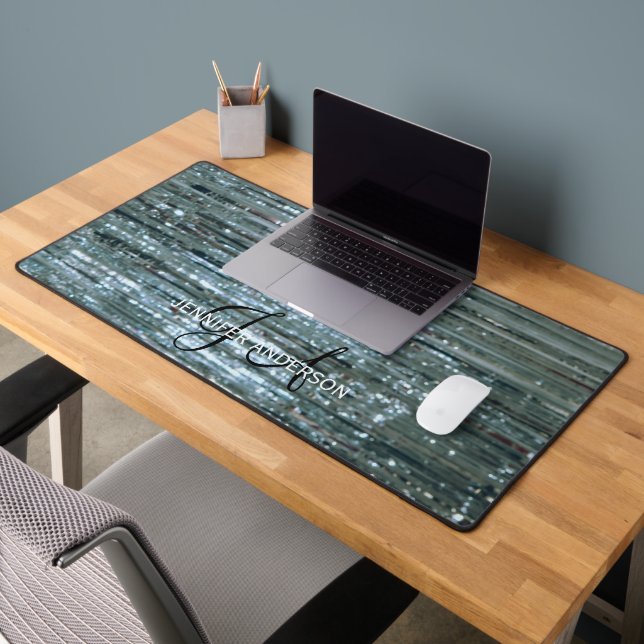 Chic Mit Monogramm, silberglänzende Schreibtischma Schreibtischunterlage (Büro 2)