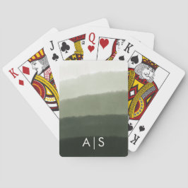 Chic Mit Monogramm Watercolor Jungle Green Ombre Spielkarten