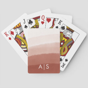 Chic Mit Monogramm Watercolor Kupfer Rust Ombre Spielkarten