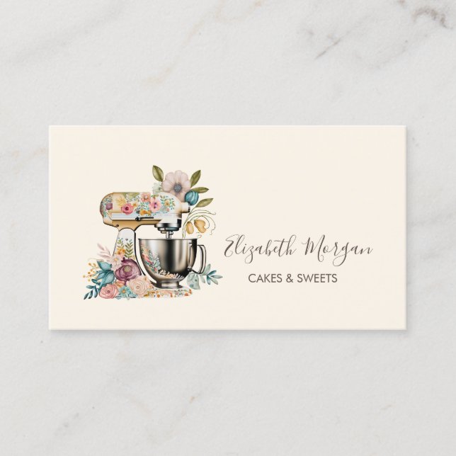 Chic Mixer Blume Bäckerei Business Card Visitenkarte (Vorderseite)