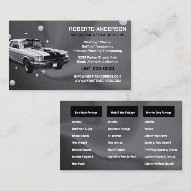 Chic Mobile Car Wash Detailinformationen Druck was Visitenkarte (Vorne/Hinten)