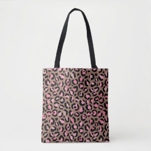Chic mocha mousse, rosa und schwarz Leopard Print Tasche