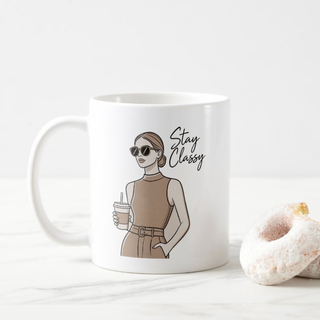 Chic Mode Mädchen Bleiben Sie Klassisch  Ästhetisc Kaffeetasse (Mit Donut)