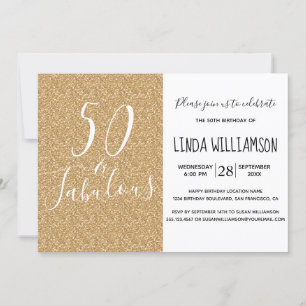 Chic Modern 50 Fabulous Gold Glitzer 50. Geburtsta Einladung
