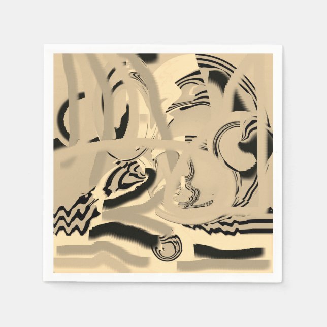 Chic Modern Art Taupe Black Cocktail Papier Napkin Serviette (Vorderseite)