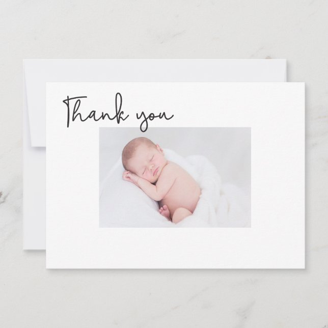 Chic Modern Baptisse Baby Dankeschön Karte (Vorderseite)
