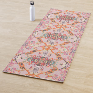 Chic Modern Barock Muster in Pink Orange Lila Yogamatte