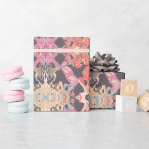 Chic Modern Barock Muster in Rosa Lila Geschenkpapier