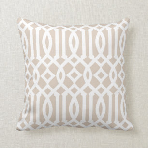 Chic Modern Beige und White Trellis Muster Kissen