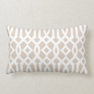 Chic Modern Beige und White Trellis Muster Lendenkissen