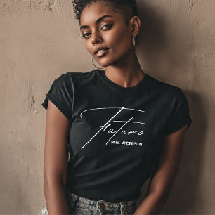 Chic & Modern beschriftetes Future Mrs. Schwarzes  T-Shirt