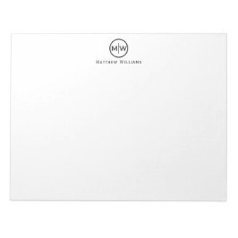 Chic Modern Black Circle Monogram Initial Notizblock