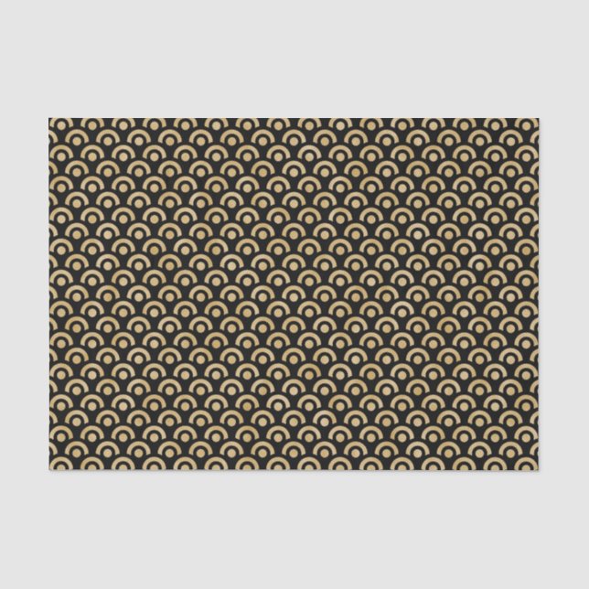 Chic Modern Black Gold Geometric Muster Seidenpapier (Vorderseite)