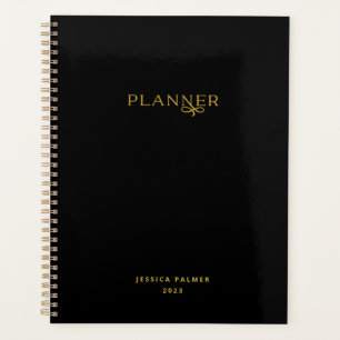 Chic Modern Black Gold Personalisiert Name Planer