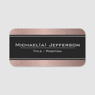 Chic Modern Black on Luxus Rose Gold Pink Glitzer Namensschild