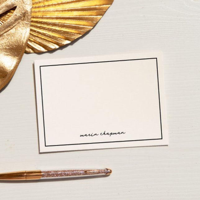 Chic Modern Black Personalized Note Cards Dankeskarte (Von Creator hochgeladen)