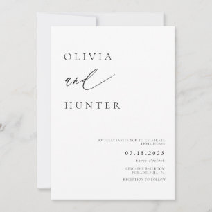 Chic Modern Black & White Wedding Einladung