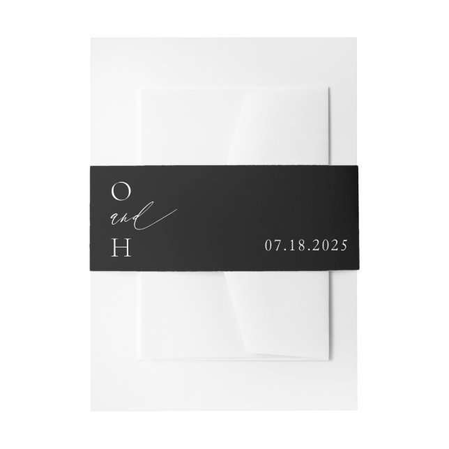 Chic Modern Black & White Wedding Einladungsbanderole (Vorderseite Beispiel)