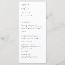 Chic Modern Black & White Wedding Menükarte