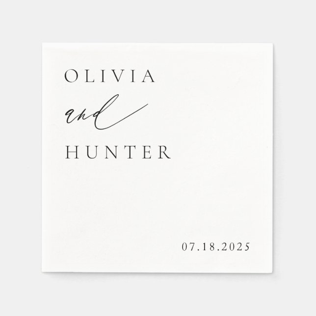 Chic Modern Black & White Wedding Serviette (Vorderseite)