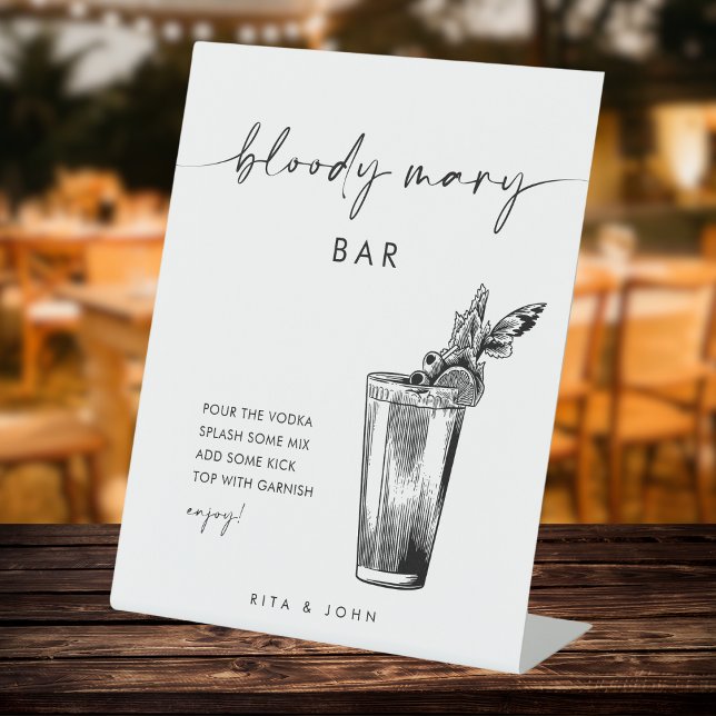Chic Modern Bloody Mary Bar Wedding Sign Sockelschild (Von Creator hochgeladen)