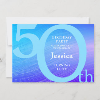 Chic Modern Blue Birthday Einladung