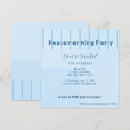 Chic Modern Blue Fence Housewarming Party laden ei Ankündigung