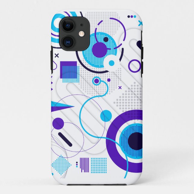 Chic Modern Blue Geometric Shapes Case-Mate iPhone Hülle (Rückseite)