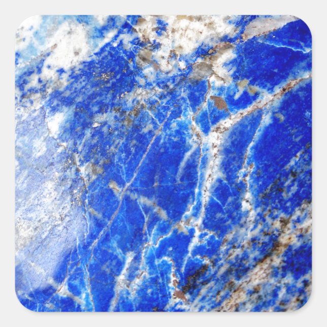 Chic Modern Blue Marble Stone Quadratischer Aufkleber (Vorderseite)