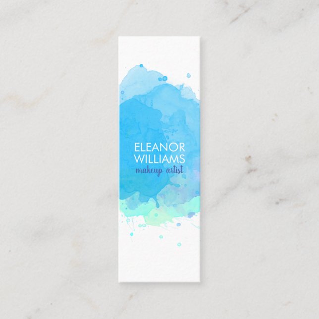 Chic Modern Blue Watercolor Blot Square Mini Visitenkarte (Vorderseite)