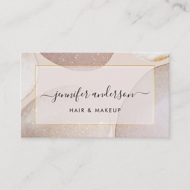 Chic Modern Blush Gold Glitzer Business Card Visitenkarte (Vorderseite)